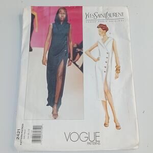 Yves Saint Laurent Vintage Designer Vogue 2663 Sewing Pattern  8-10-12
